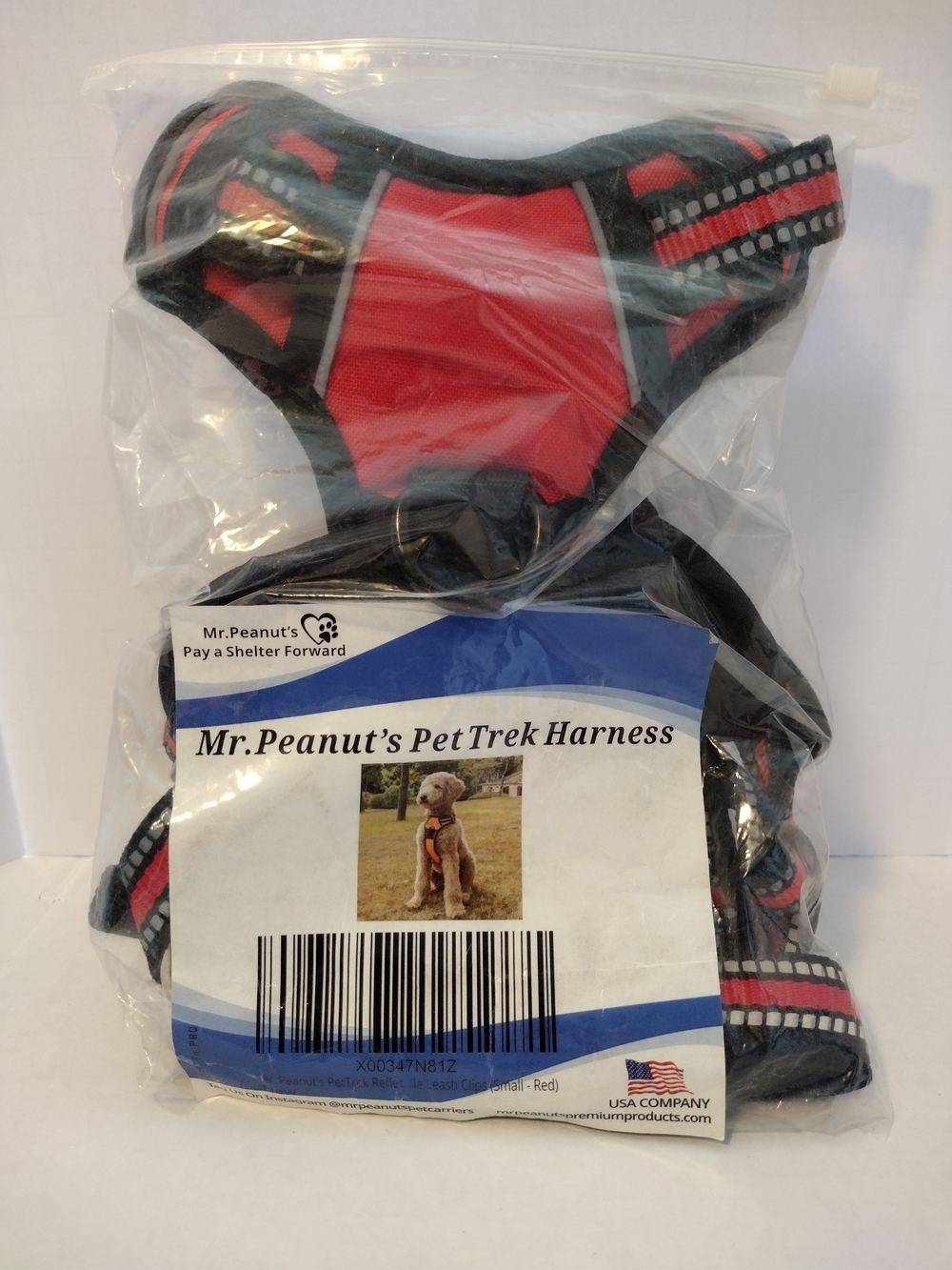 Mr. Peanut's Pet Trek Dog Harness - Red and Black